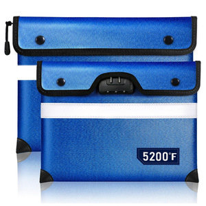 Nuevo producto Resistencia al calor extremo 5200F Código de tela de fibra de vidrio Ziplock Ignífugo Anti-Fuego <span class=keywords><strong>Bolsa</strong></span> de documentos a prueba de agua - Product Image 1