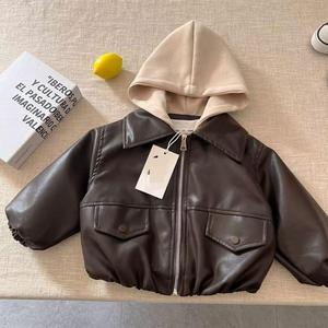 Veste en cuir pour enfants, Manteau <span class=keywords><strong>de</strong></span> printemps pour hommes, Nouveau manteau uni pour enfants 2026, Manteau <span class=keywords><strong>de</strong></span> printemps style coréen pour garçons et filles - Product Image 1