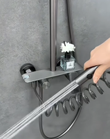 Ensemble de douche thermostatique exquis avec interrupteur à molette, quatre modes de jet d'eau, corps en laiton, finition polie brossée, barre de douche à jet doux