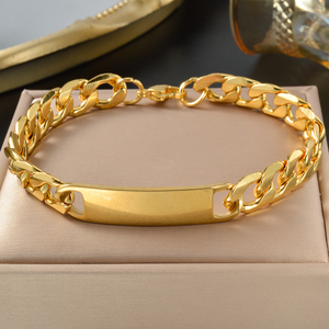 Bracelet unisexe tendance en acier inoxydable fin plaqué or 18 carats, maillons cubains, haute brillance, épais et attrayant, vente en gros - Product Image 5
