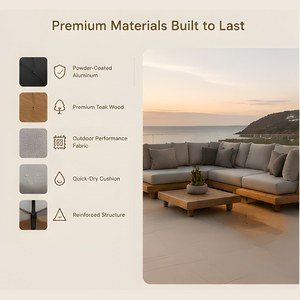 Sofá Seccional de Madera de Teca Moderno y Lujoso, Juego de Muebles de Patio para Jardín <span class=keywords><strong>Exterior</strong></span> - Product Image 3