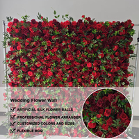 Mur de fleurs artificielles en rouleau de roses rouges personnalisées, lisses et faites à la main, pour décoration de mariage et Saint-Valentin