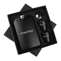 Set de Regalo Promocional Personalizado para Empresas, Set de Regalo de Boda, Petaca de Acero Inoxidable con Funda de Cuero Negro de 8 oz, Set de Regalo de Petaca para Hombre