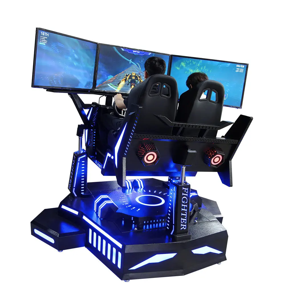 Máquina simuladora de carreras 9D VR, entretenimiento de realidad Virtual, tres pantallas, juego de coche de carreras de tres ejes