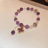 Échantillons gratuits, perles d'améthyste personnalisées de haute qualité, pendentif en cristal, breloques élastiques, bracelet, bijoux