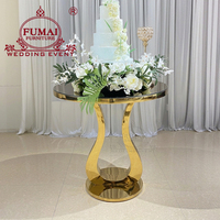 Vente de gros Plateau en verre Cadre en acier inoxydable Table ronde pour gâteau de mariage