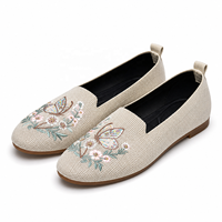 2026 Mocassins Femme Broderie Papillon Et Fleurs Dessus Tricot Volant Sans Lacets Semelle Extérieure PVC Flexible Chaussures Pla