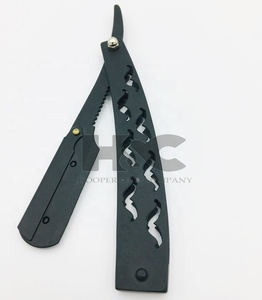 Rasoir manuel avec poignée en acier inoxydable pour coupe de Moustache, rasoir de barbier avec Logo, poudre mate noire revêtue - Product Image 2