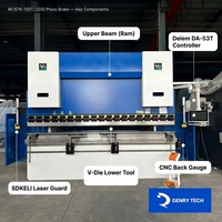 Prensa Plegadora Hidráulica Semiautomática CNC Sincronizada GRWE67K-160T 160 Toneladas 6000mm Acero Inoxidable Bomba de Motor Delem DA-66T