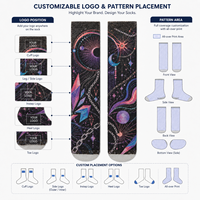 Chaussettes de sport personnalisées OEM, sans couture, respirantes, à séchage rapide, absorbant la transpiration, résistantes aux déchirures, imprimées numériquement