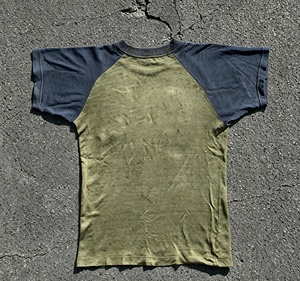 Custom Raglan Sleeve Washed Distressed T-Shirt Chain Embroidery Slim Fit Thick Rib Collar Short Sleeve - Product Image 3