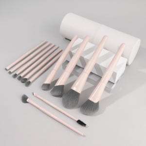 Nouvel Arrivage – Ensemble <span class=keywords><strong>de</strong></span> 12 Pinceaux <span class=keywords><strong>de</strong></span> Maquillage Rose Mat avec Manche en Bois, Poils Synthétiques Doux, <span class=keywords><strong>Pinceau</strong></span> Plat, Marque Privée, pour <span class=keywords><strong>Fond</strong></span> <span class=keywords><strong>de</strong></span> <span class=keywords><strong>Teint</strong></span> et <span class=keywords><strong>Poudre</strong></span> - Product Image 2