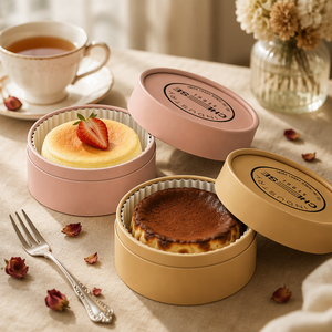 Emballage cylindrique en carton kraft biodégradable résistant au four, pour gâteaux, cheesecakes, desserts, tube en papier de qualité alimentaire - Product Image 1