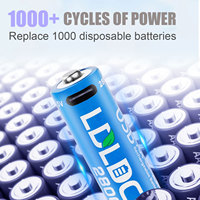 Batteries cylindriques rechargeables au lithium-ion 1,5 V à haute autonomie (2800 mWh) pour lampe torche, manette de jeu et télécommande
