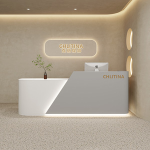 Modern Customized Market Reception <b>Desk</b> Spa White Front <b>Desk</b> Reception - Product Image 4