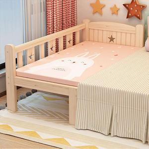 Modern Single Girl Widened Frame Kids' <strong>Cribs</strong> Solid Wood Stitch <strong>Big</strong> Bed Children Spliced Bed with Stairs - Product Image 1