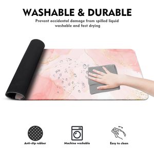 Grand tapis de souris en marbre rose Base en caoutchouc antidérapante Grand tapis de clavier étanche Bords cousus Tapis de souris de jeu Disponibilité en stock - Product Image 6
