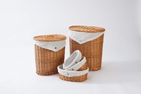 Panier à linge vintage en osier JY S2 Willow - Rangement écologique empilable et portable pour cuisine, salle de bain et utilisation comme sac