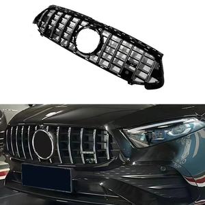 Grille GT pour Mercedes-Benz Classe A W177, ABS noir avec bandes argentées, pièce de rechange pour pare-chocs avant - Product Image 1