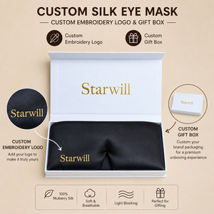 Masque de Nuit Personnalisé Occultant Réglable en 100 % Pure Soie de Mûrier, Grand Format, Surdimensionné - Product Image 2