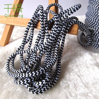 CR006 Hersteller Bestseller 5mm Zugkordel Weiß Schwarz Zickzack-Muster Polyester Rundkordel