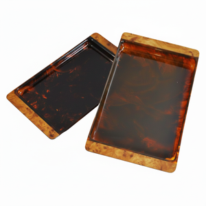 Lot de 2 plateaux pour serveurs d'aliments en corne solide de différentes tailles plateau de table en corne naturelle de qualité de luxe fabriqué en Inde - Product Image 1