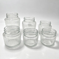 150ml 250ml 380ml 500ml Lege dikke glazen weckpotten met verticale strepen en deksels voor voedsel, augurken, fruitconserven en jam