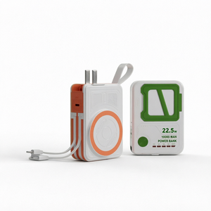Batterie externe sans fil 10000 mAh 22,5 W, kit chargeur portable avec entrée AC Type-C et support de câble pour le voyage - Product Image 1