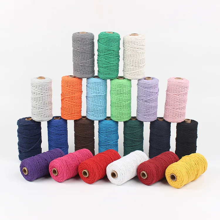 polyester cotton yarn cheap macrame rope 3mm cotton polyester yarn 12 ply macrame cord rope cotton yarn for bag tapestry shoes