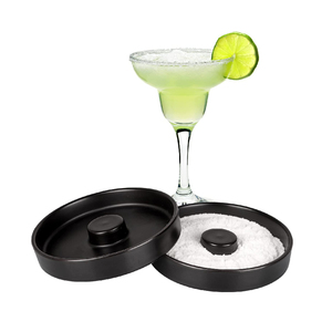 Lot de 2 accessoires de bar écologiques en céramique noire pour cocktails avec motif végétal sur verre à sucre Rimmer - Product Image 1