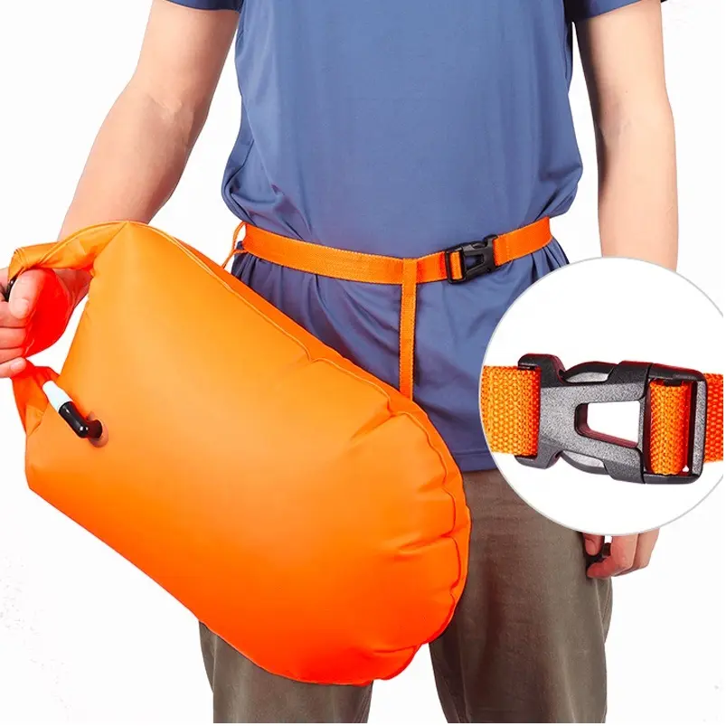 Factory Wholesale Safety PVC Inflatable Tow Floating Water Swim Air Buoy Dry Bag Swimming Buoy For Open Water