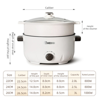 YUEDISI - Marmite électrique multifonction 3L antiadhésive - Pour dortoir et usage domestique - Marmite de cuisson électrique antiadhésive