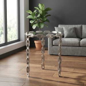Aluminum <b>Coffee</b> <b>Table</b> with <b>Glass</b> <b>Top</b> Luxury Design Antique Appearance-Living Room Furniture - Product Image 3