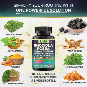 Oem <span class=keywords><strong>rhodiola</strong></span> כמוסות עם פנקס ג 'ינסנג אשוואגנדה קורדיציפים פטריות כורכום גינקגו בילובה - Product Image 3