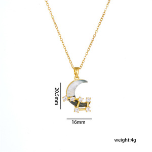 La migliore vendita femminile in acciaio inox Charm clavicola catena <span class=keywords><strong>cielo</strong></span> stellato luna <span class=keywords><strong>collana</strong></span> con pietra di zircone stile classico per il regalo - Product Image 6