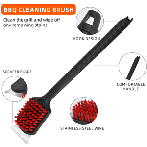 Cepillo de limpieza <span class=keywords><strong>para</strong></span> parrilla de 19.6'' con mango largo y raspador, cepillo de limpieza <span class=keywords><strong>para</strong></span> barbacoa 2 en 1 de alta resistencia, herramientas duraderas <span class=keywords><strong>para</strong></span> cocina exterior <span class=keywords><strong>para</strong></span> carbón. - Product Image 2