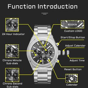 Relojes Cronógrafo de Lujo de Acero Inoxidable, Resistentes al Agua 5 ATM, Manecillas Luminosas para Hombre a la Moda, Personalizables - Product Image 3