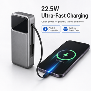 <span class=keywords><strong>Batterie</strong></span> <span class=keywords><strong>externe</strong></span> 10000 mAh à charge ultra-rapide 22,5 W avec cordon Type-C rétractable – <span class=keywords><strong>Prix</strong></span> de gros - Product Image 3