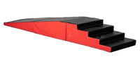 Tapis de gymnastique incliné et combiné avec marchepieds, rampe d'obstacles pour équilibre sur les mains avec escaliers, en PVC noir écologique, longueur 132 pouces