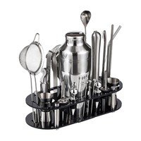 Équipement de barman haut de gamme, ensemble d'outils à cocktails en acier inoxydable, ensemble de shaker à cocktails 750 ml en acier inoxydable