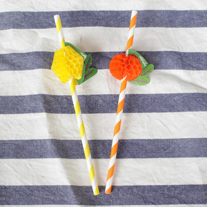 Fruit Honeycomb <b>Paper</b> Straws <b>Orange</b> Lemon Wood Pulp Straight Pipe Party Decor Beverage Supplies - Product Image 4