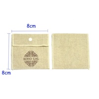 Pochette à bijoux en coton et lin naturel écologique en gros, sac enveloppe à bouton-pression avec logo personnalisé