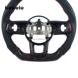 Volante de Cuero Rojo con Fibra de Carbono Forjada para Jeep Wrangler JL 2018-2025 Gladiator JT, Accesorios Interiores para Auto - Product Image 3