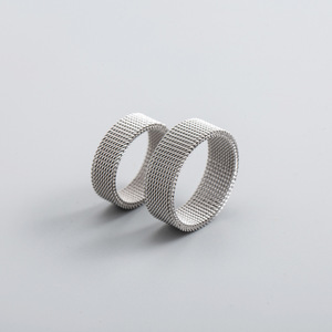 Trendy <b>Titanium</b> Steel Woven Mesh <b>Ring</b> Unisex Plain Band Fashion Jewelry Gift - Product Image 4