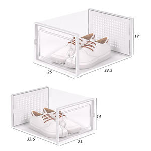 透明プラスチック製靴箱オーガナイザー長方形形状折りたたみ式 & 防塵家庭寮収納卸売り靴ラックキャビネット - Product Image 6