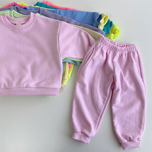 Set di Abbigliamento Autunnale Ecologico 100% Cotone Stile Coreano per Bambini e Bambine, Tute Sportive per Bambini in Tinta Unita - Product Image 6