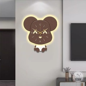 かわいいクマの時計装飾画揺れる静音壁掛け時計寝室リビングルーム静物画 - Product Image 2