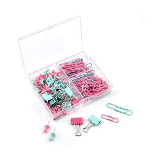 Stationery Supplier Office Desk Accessory Set, Multi-Color Paper Clip Binders and Clips