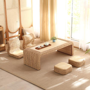 Mesa de café de ratán de estilo japonés, mesa baja para té, para sala de estar, mesa de suelo Tatami hecha a mano con cojines - Product Image 4