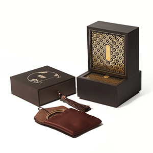 Vendeurs Perles Brillantes Personnalisé Profil Bas Or Impressionné Logo Boîte-Cadeau Avec Serrure Bijoux Emballage Pochette Et Boîte Personnalisée Sac - Product Image 4